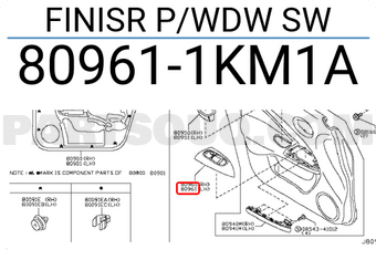 Nissan 809611KM1A FINISR P/WDW SW