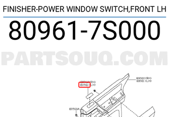 Nissan 809617S000 FINISHER-POWER WINDOW SWITCH,FRONT LH