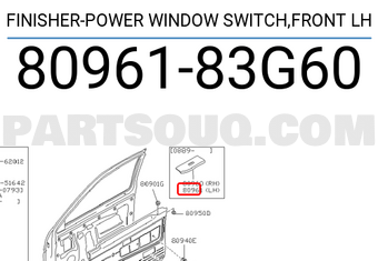 Nissan 8096183G60 FINISHER-POWER WINDOW SWITCH,FRONT LH