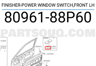 Nissan 8096188P60 FINISHER-POWER WINDOW SWITCH,FRONT LH