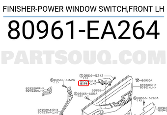 Nissan 80961EA264 FINISHER-POWER WINDOW SWITCH,FRONT LH