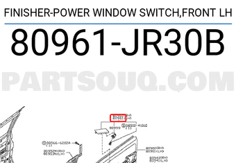 Nissan 80961JR30B FINISHER-POWER WINDOW SWITCH,FRONT LH