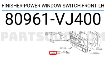 Nissan 80961VJ400 FINISHER-POWER WINDOW SWITCH,FRONT LH