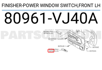 Nissan 80961VJ40A FINISHER-POWER WINDOW SWITCH,FRONT LH