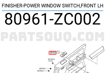 Nissan 80961ZC002 FINISHER-POWER WINDOW SWITCH,FRONT LH