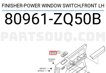 Nissan 80961ZQ50B FINISHER-POWER WINDOW SWITCH,FRONT LH