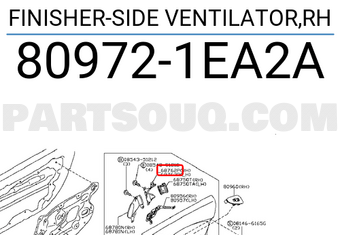 Nissan 809721EA2A FINISHER-SIDE VENTILATOR,RH