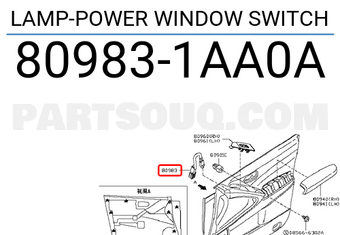 Nissan 809831AA0A LAMP-POWER WINDOW SWITCH