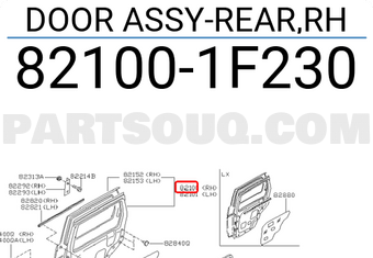 Nissan 821001F230 DOOR ASSY-REAR,RH
