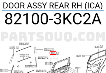 Nissan 821003KC2A DOOR ASSY REAR RH (ICA)