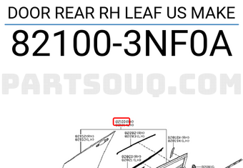 Nissan 821003NF0A DOOR REAR RH LEAF US MAKE