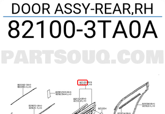 Nissan 821003TA0A DOOR ASSY-REAR,RH