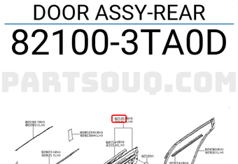 Nissan 821003TA0D DOOR ASSY-REAR