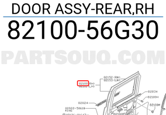 Nissan 8210056G30 DOOR ASSY-REAR,RH