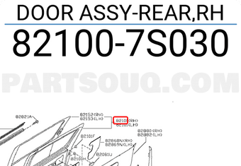 Nissan 821007S030 DOOR ASSY-REAR,RH