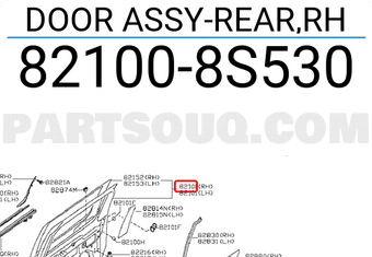 Nissan 821008S530 DOOR ASSY-REAR,RH