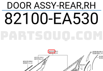 Nissan 82100EA530 DOOR ASSY-REAR,RH