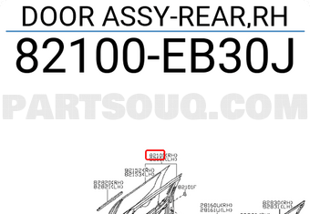 Nissan 82100EB30J DOOR ASSY-REAR,RH