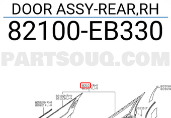Nissan 82100EB330 DOOR ASSY-REAR,RH