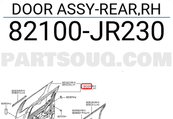 Nissan 82100JR230 DOOR ASSY-REAR,RH