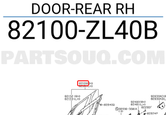 Nissan 82100ZL40B DOOR-REAR RH