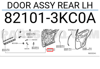 Nissan 821013KC0A DOOR ASSY REAR LH