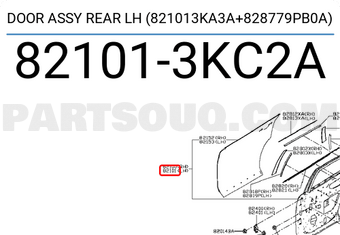 Nissan 821013KC2A DOOR ASSY REAR LH (821013KA3A+828779PB0A)