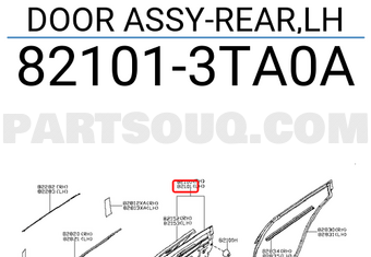Nissan 821013TA0A DOOR ASSY-REAR,LH