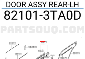 Nissan 821013TA0D DOOR ASSY REAR-LH