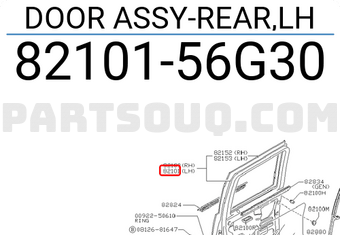Nissan 8210156G30 DOOR ASSY-REAR,LH