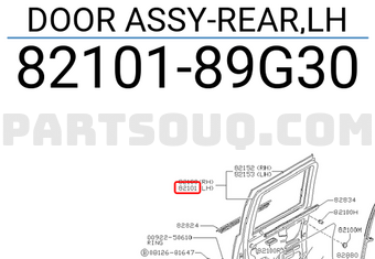 Nissan 8210189G30 DOOR ASSY-REAR,LH
