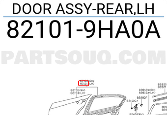 Nissan 821019HA0A DOOR ASSY-REAR,LH