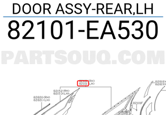 Nissan 82101EA530 DOOR ASSY-REAR,LH