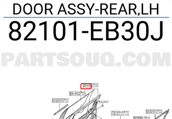 Nissan 82101EB30J DOOR ASSY-REAR,LH