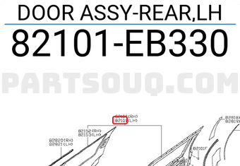 Nissan 82101EB330 DOOR ASSY-REAR,LH