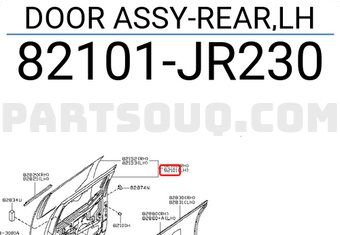 Nissan 82101JR230 DOOR ASSY-REAR,LH