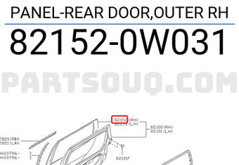 Nissan 821520W031 PANEL-REAR DOOR,OUTER RH
