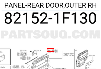 Nissan 821521F130 PANEL-REAR DOOR,OUTER RH