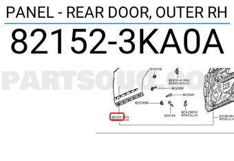 Nissan 821523KA0A PANEL - REAR DOOR, OUTER RH