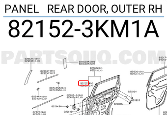 Nissan 821523KM1A PANEL REAR DOOR, OUTER RH