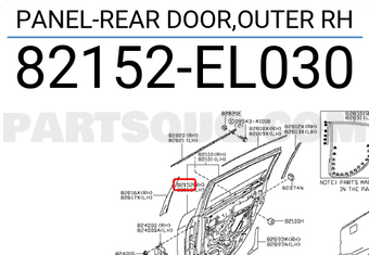 Nissan 82152EL030 PANEL-REAR DOOR,OUTER RH