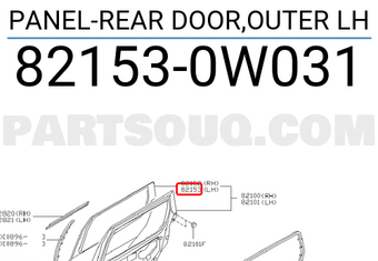 Nissan 821530W031 PANEL-REAR DOOR,OUTER LH