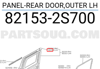 Nissan 821532S700 PANEL-REAR DOOR,OUTER LH