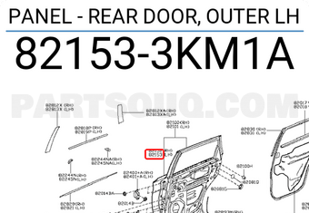 Nissan 821533KM1A PANEL - REAR DOOR, OUTER LH