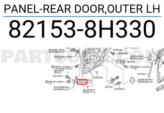 Nissan 821538H330 PANEL-REAR DOOR,OUTER LH