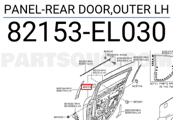 Nissan 82153EL030 PANEL-REAR DOOR,OUTER LH