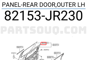 Nissan 82153JR230 PANEL-REAR DOOR,OUTER LH