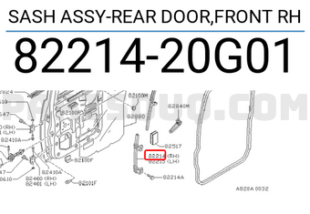 Nissan 8221420G01 SASH ASSY-REAR DOOR,FRONT RH