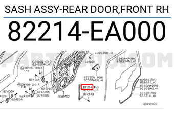 Nissan 82214EA000 SASH ASSY-REAR DOOR,FRONT RH