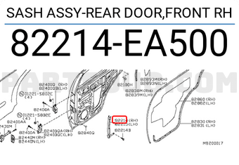 Nissan 82214EA500 SASH ASSY-REAR DOOR,FRONT RH